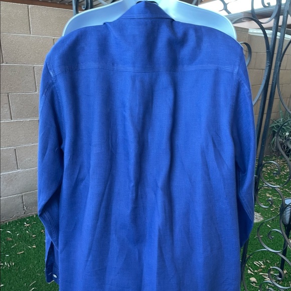 Tommy Bahama Deep Royal Blue 100% Linen Mens Long Sleeve Button Up Shirt Size M - Picture 2 of 16